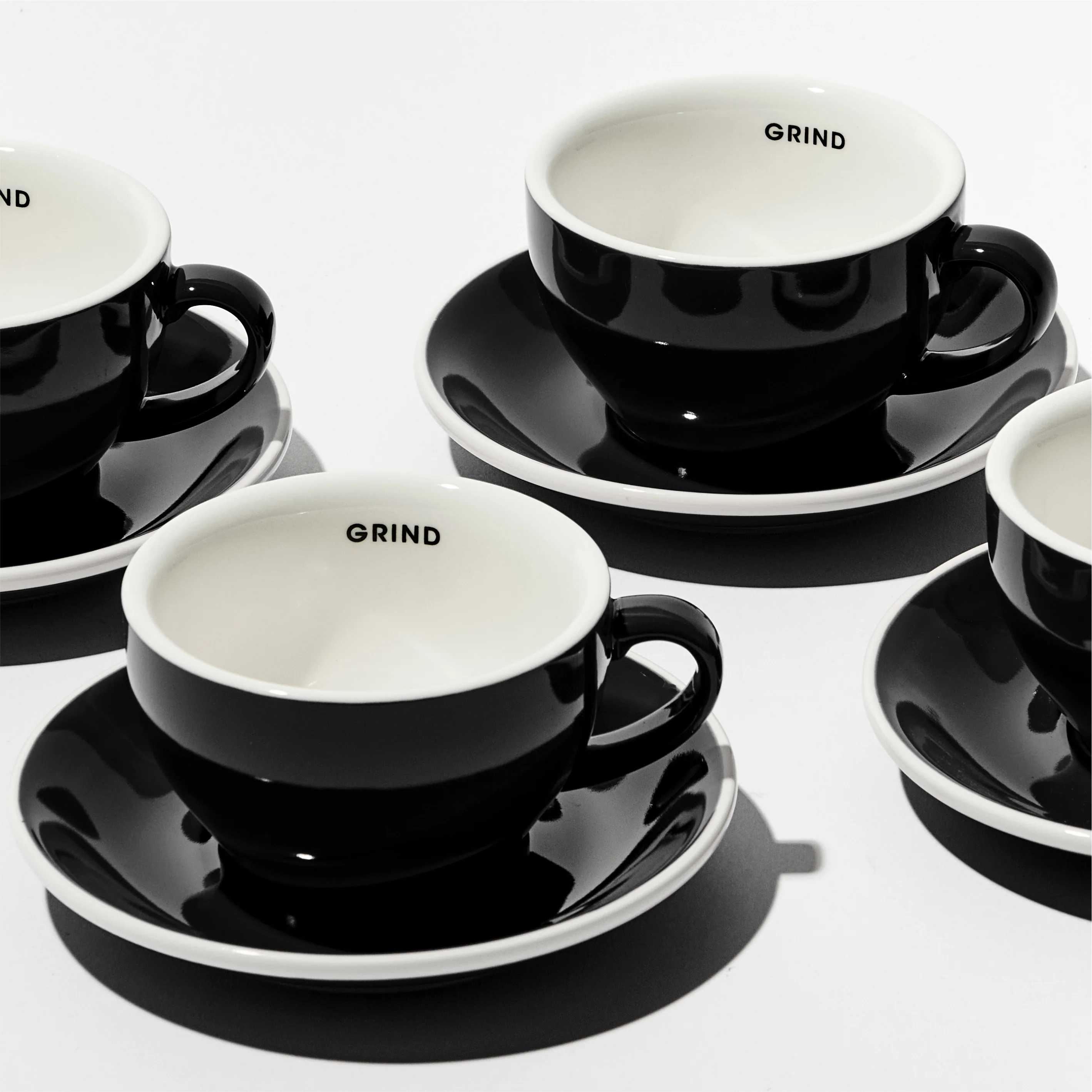 Black Coffee Cups and Saucers - Image 2