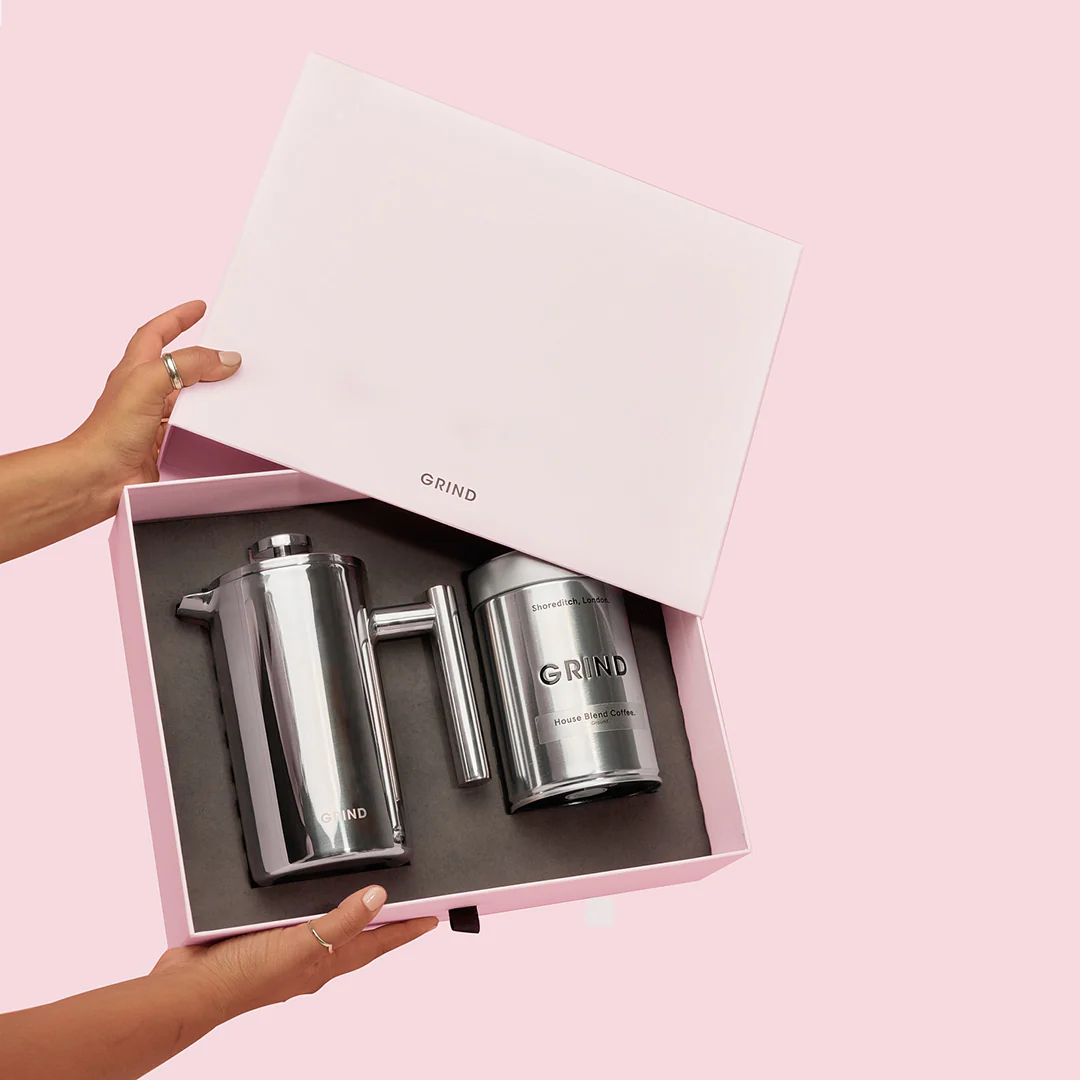 Cafetière Gift Set - Silver Tin