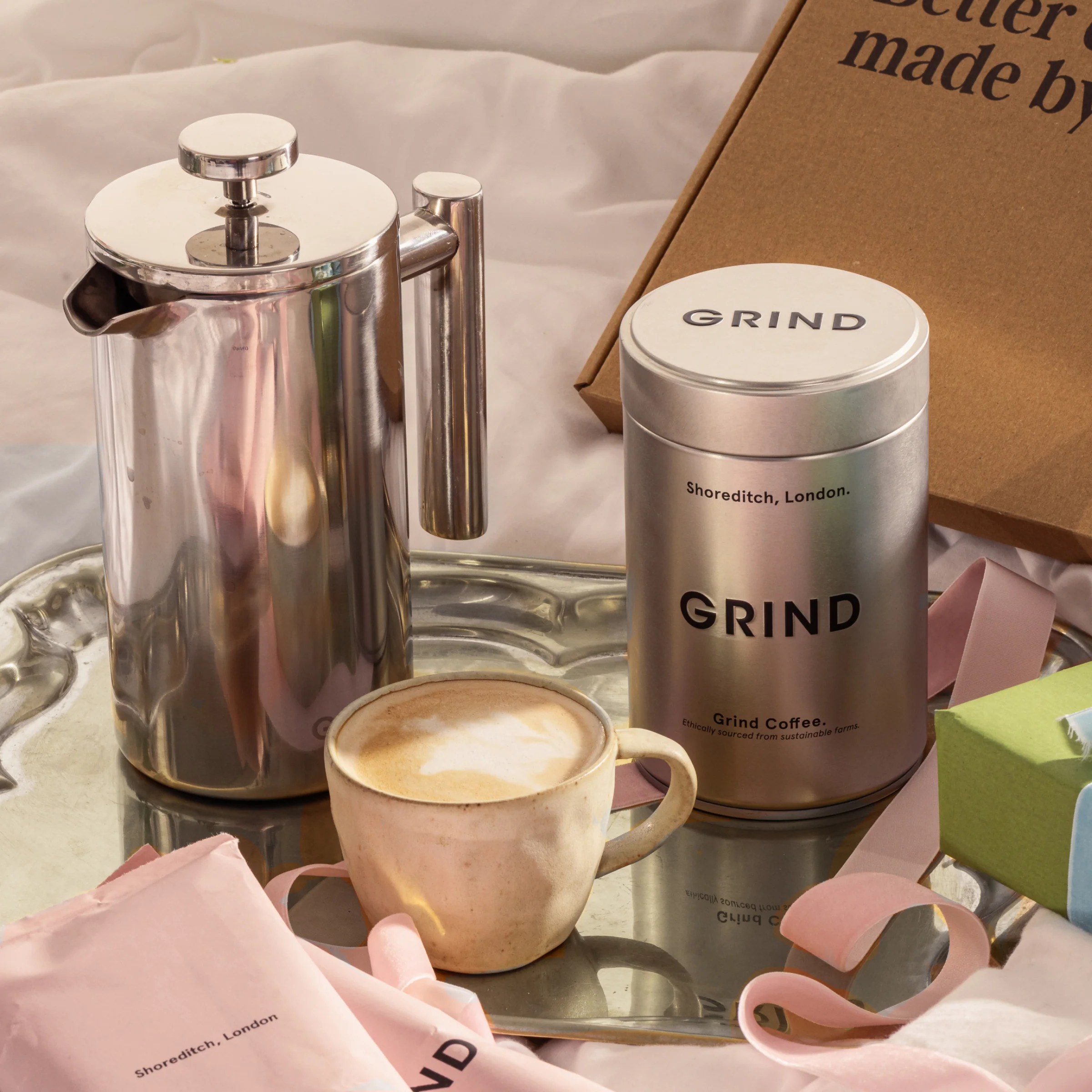 Cafetière Gift Set - Silver Tin - Image 3